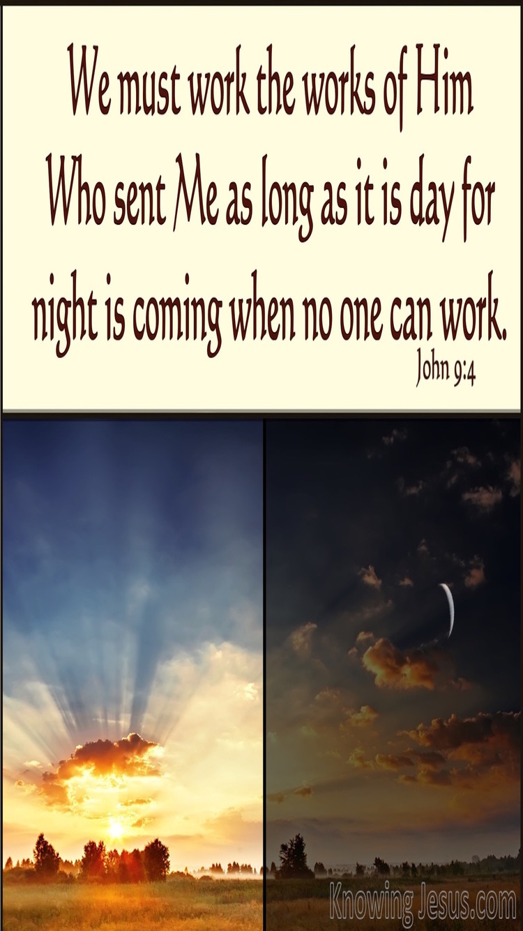 John 9:4 The Works Of Him Who Sent Me (beige)